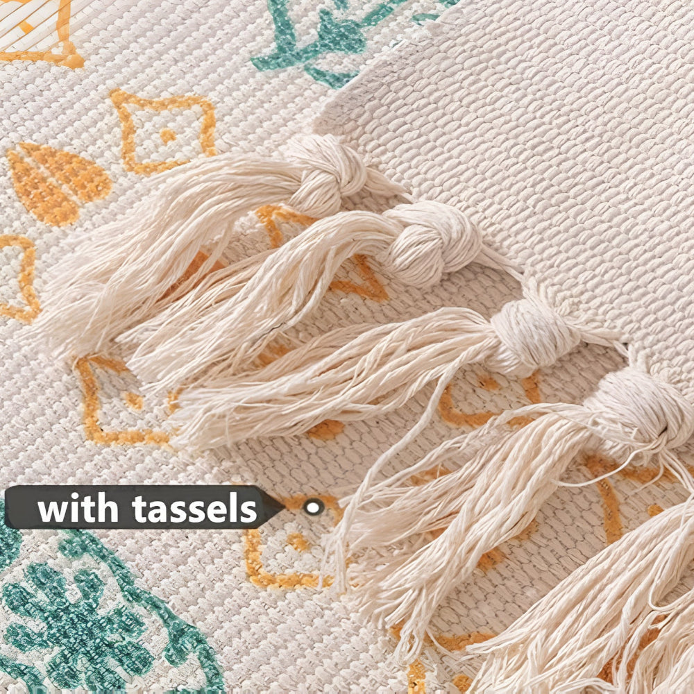 Machine Washable Microfiber Fringe Accent Rug