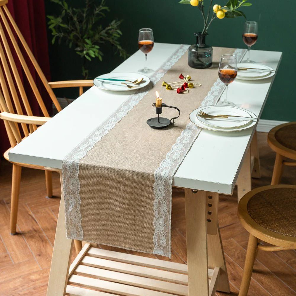 Machine-Washable Microfiber Lace-Edged Table Runner (Multiple Sizes)