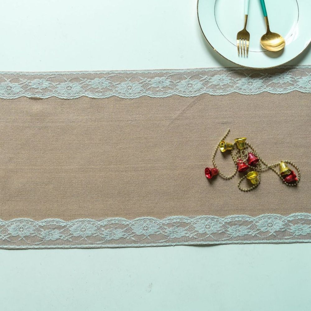 Machine-Washable Microfiber Lace-Edged Table Runner (Multiple Sizes)