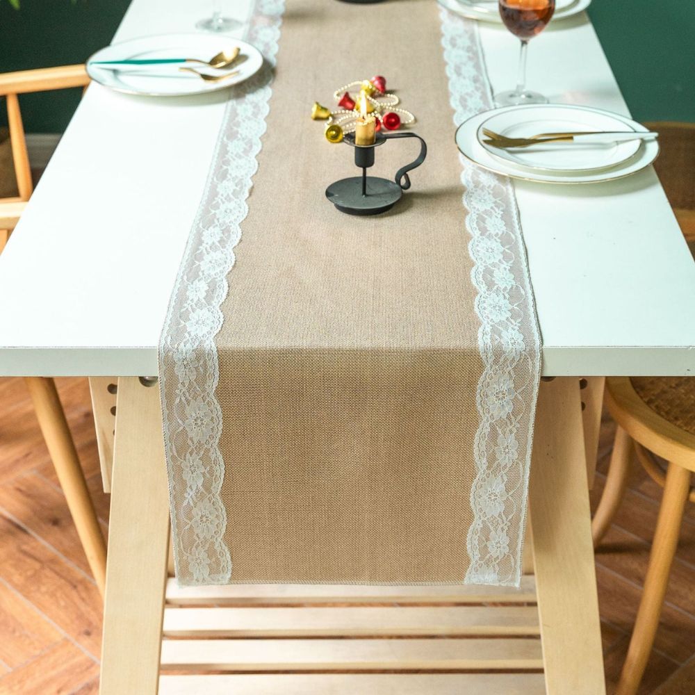 Machine-Washable Microfiber Lace-Edged Table Runner (Multiple Sizes)