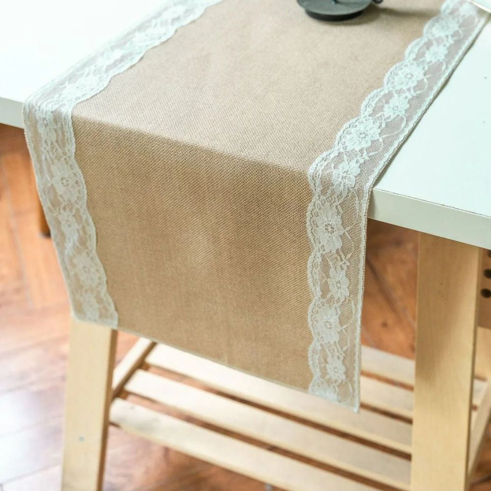 Machine-Washable Microfiber Lace-Edged Table Runner (Multiple Sizes)