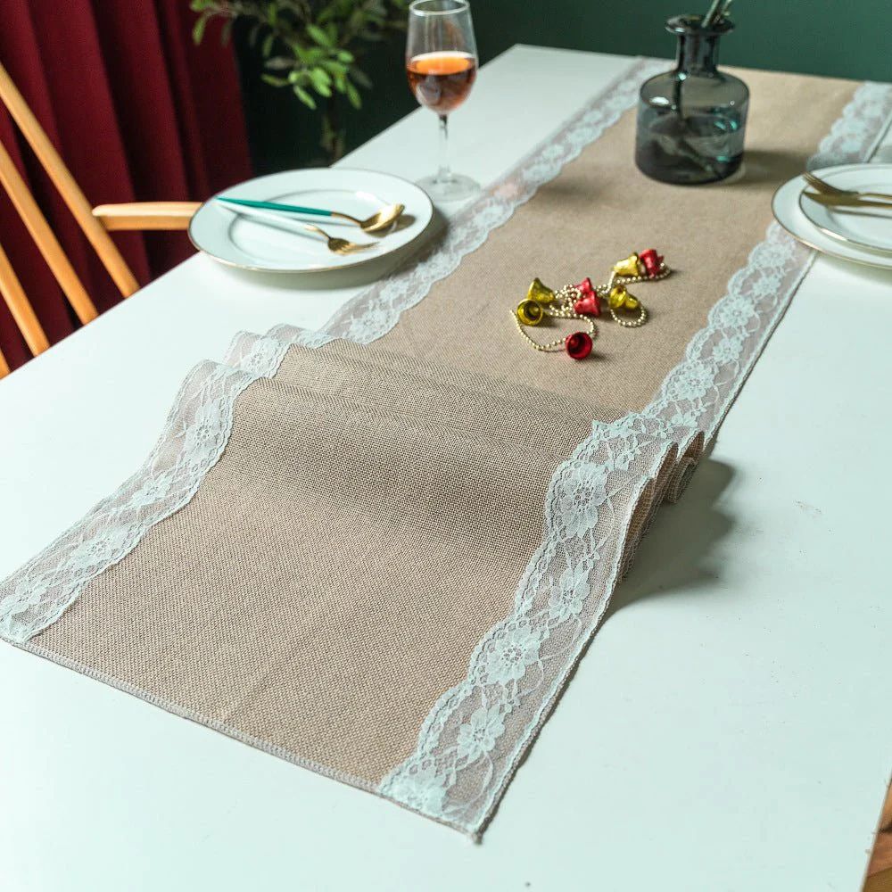 Machine-Washable Microfiber Lace-Edged Table Runner (Multiple Sizes)