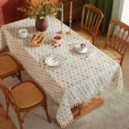 Machine-Washable Microfiber Tassel-Edged Tablecloth