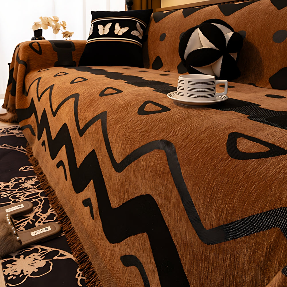 Machine-Washable Tribal Chenille Sofa Cover