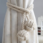 Macramé Curtain Tiebacks Handwoven Cotton & Wood