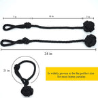 Macramé Curtain Tiebacks Handwoven Cotton & Wood