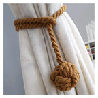Macramé Curtain Tiebacks Handwoven Cotton & Wood