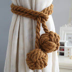 Macramé Curtain Tiebacks Handwoven Cotton & Wood