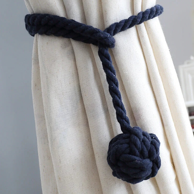 Macramé Curtain Tiebacks Handwoven Cotton & Wood