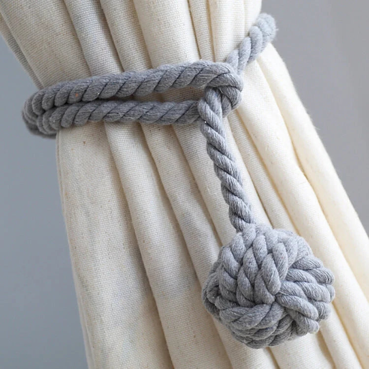Macramé Curtain Tiebacks Handwoven Cotton & Wood