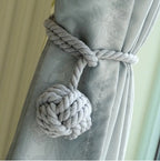 Macramé Curtain Tiebacks Handwoven Cotton & Wood