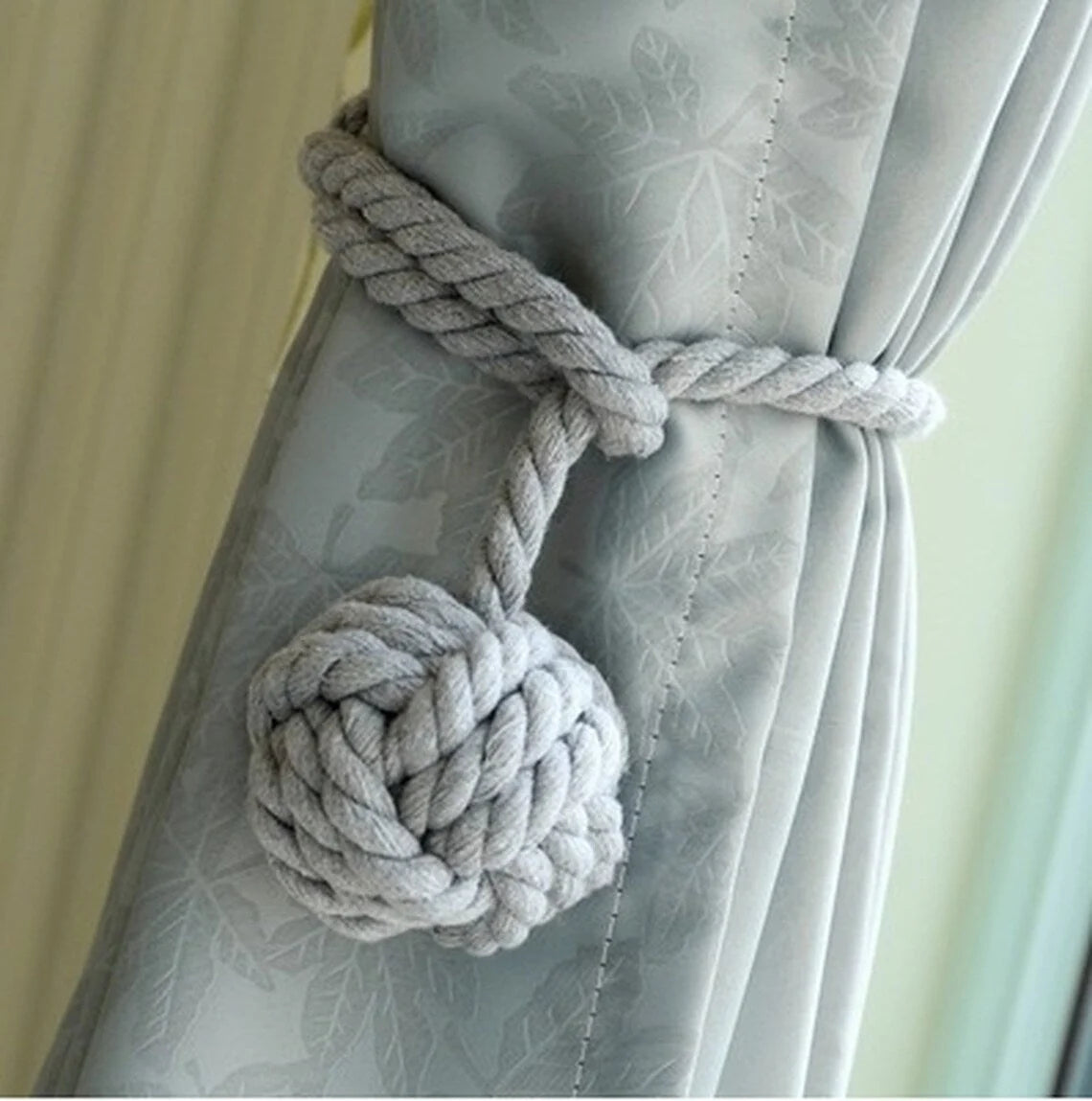 Macramé Curtain Tiebacks Handwoven Cotton & Wood