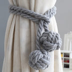 Macramé Curtain Tiebacks Handwoven Cotton & Wood