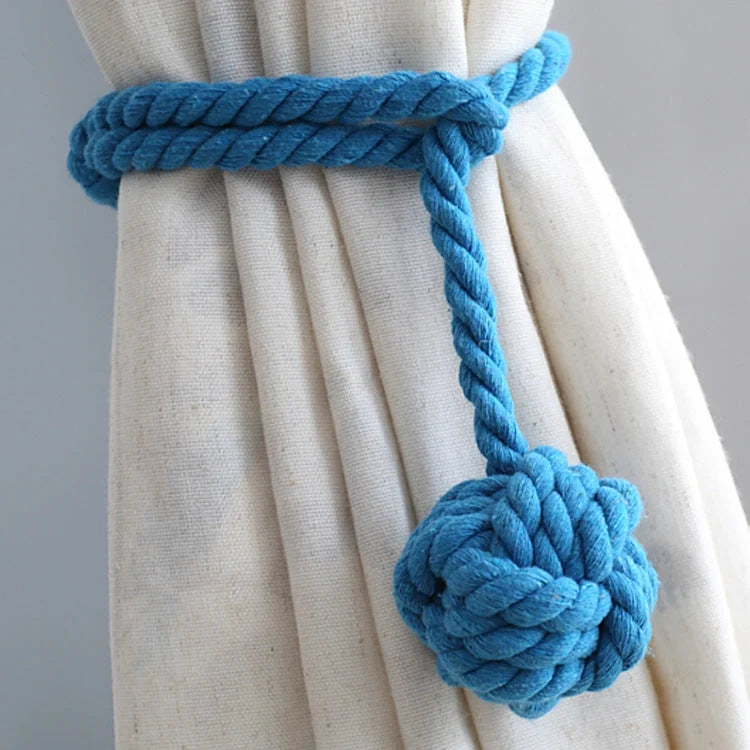Macramé Curtain Tiebacks Handwoven Cotton & Wood