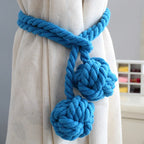 Macramé Curtain Tiebacks Handwoven Cotton & Wood