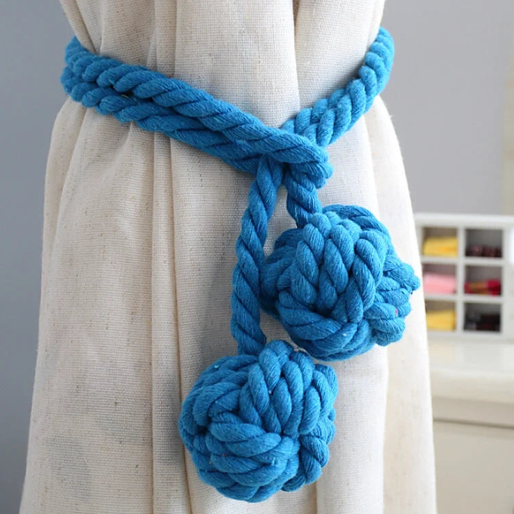 Macramé Curtain Tiebacks Handwoven Cotton & Wood