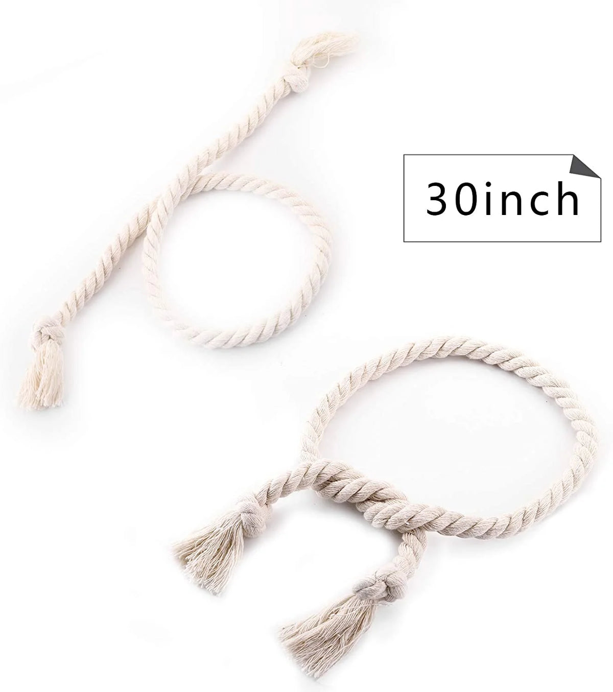 Macramé Curtain Tiebacks Handwoven Cotton & Wood