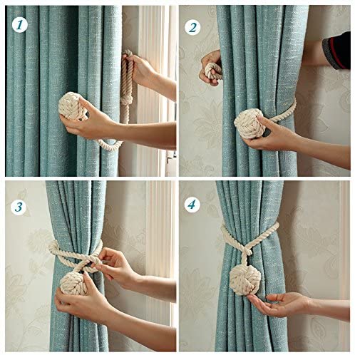 Macramé Curtain Tiebacks Handwoven Cotton & Wood