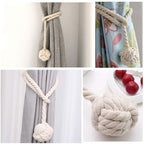 Macramé Curtain Tiebacks Handwoven Cotton & Wood