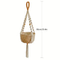 Macrame Plant Hanger Adjustable Hand-Knotted Cotton Tassel