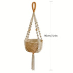 Macrame Plant Hanger Adjustable Hand-Knotted Cotton Tassel