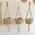 Macrame Plant Hanger Adjustable Hand-Knotted Cotton Tassel