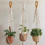 Macrame Plant Hanger Adjustable Hand-Knotted Cotton Tassel