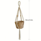 Macrame Plant Hanger Adjustable Hand-Knotted Cotton Tassel