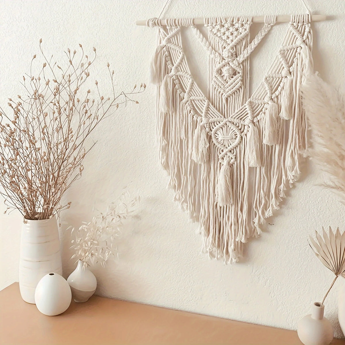 Macrame Wall Hanging Handwoven Geometric Fringe & Tassels