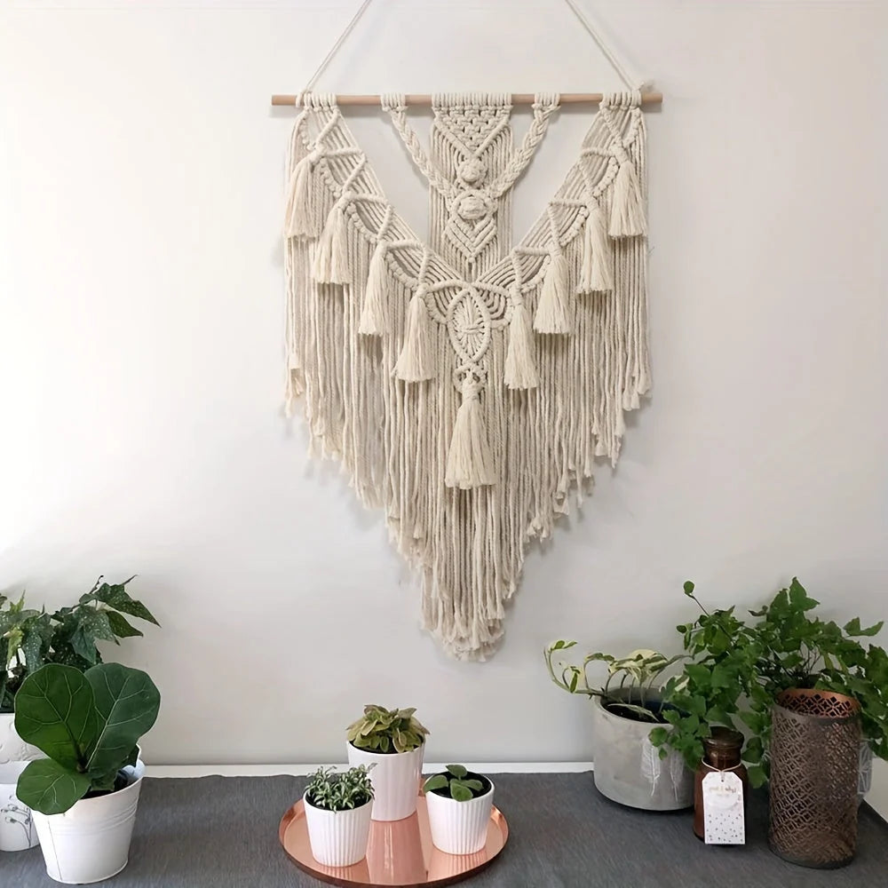 Macrame Wall Hanging Handwoven Geometric Fringe & Tassels