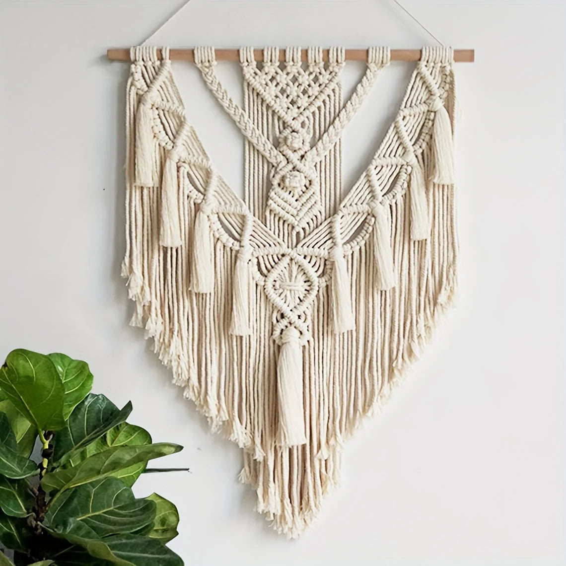 Macrame Wall Hanging Handwoven Geometric Fringe & Tassels