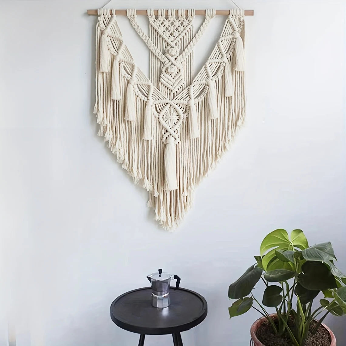 Macrame Wall Hanging Handwoven Geometric Fringe & Tassels