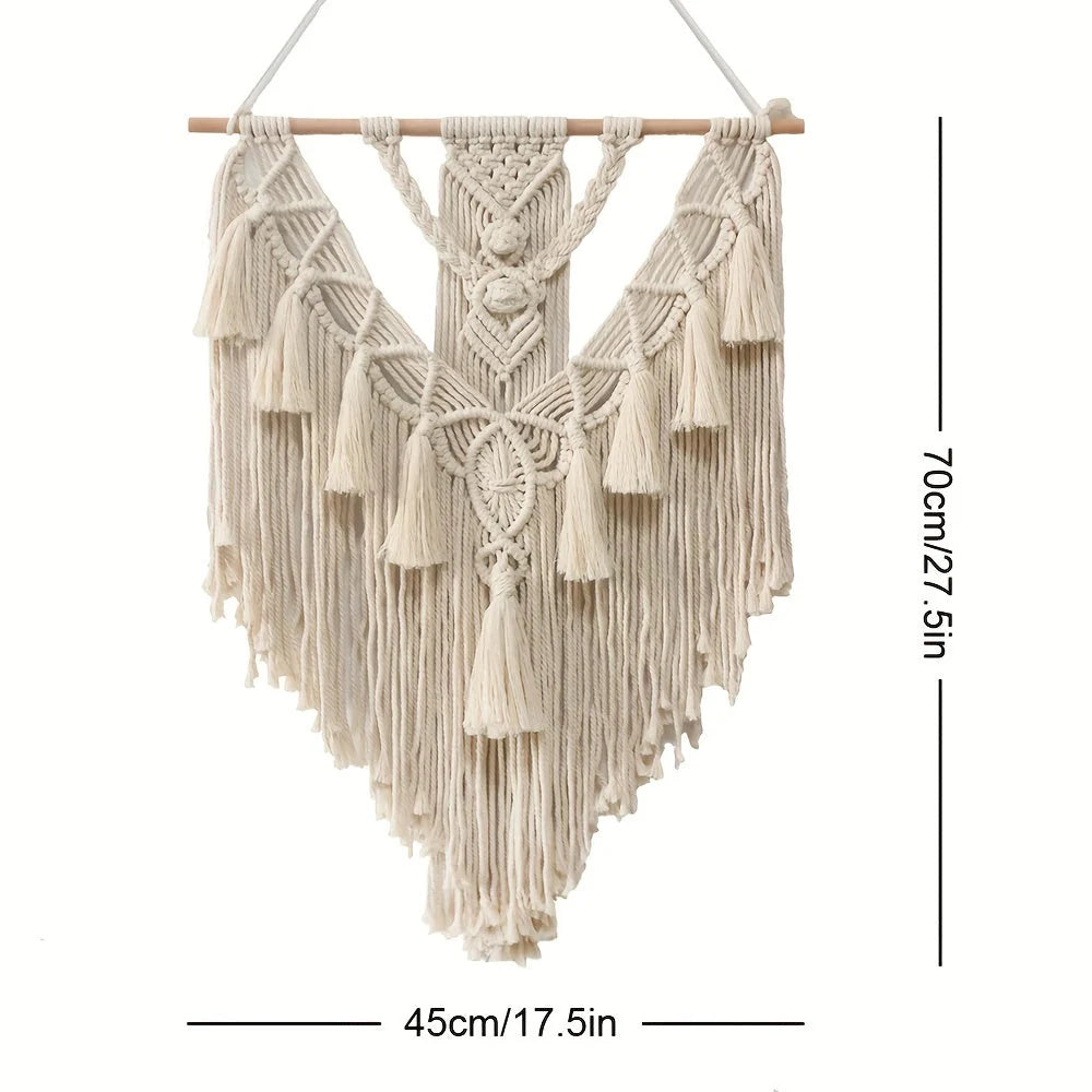 Macrame Wall Hanging Handwoven Geometric Fringe & Tassels
