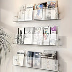 Magazine Shelf Wall-Mounted Transparent Space-Saving