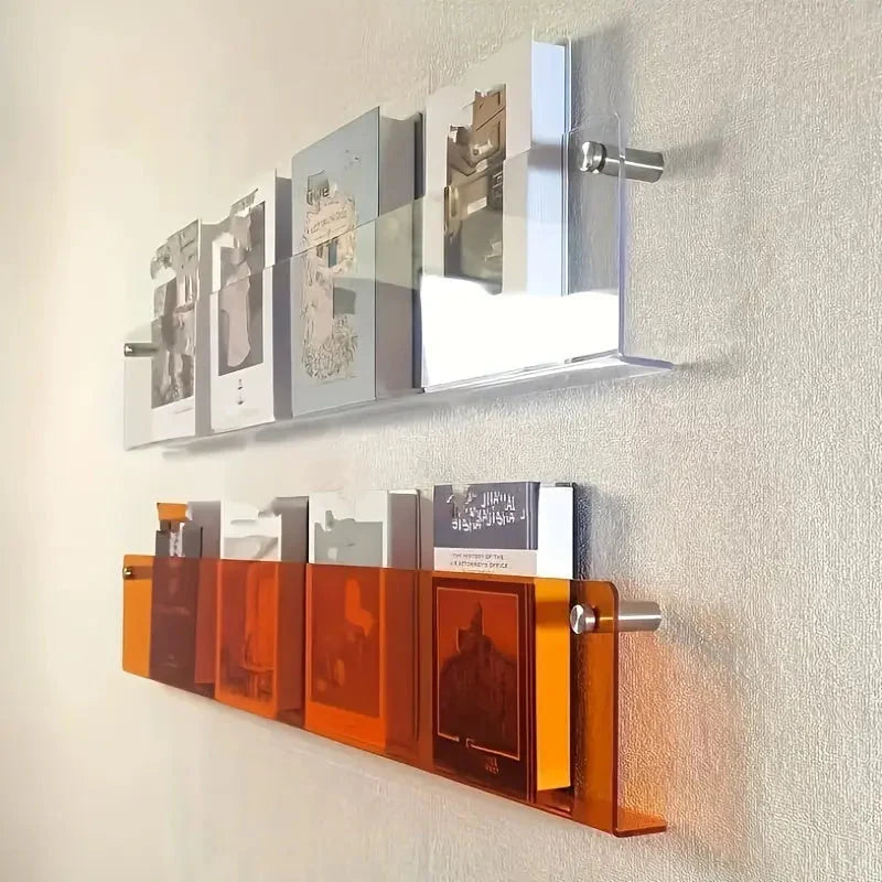 Magazine Shelf Wall-Mounted Transparent Space-Saving
