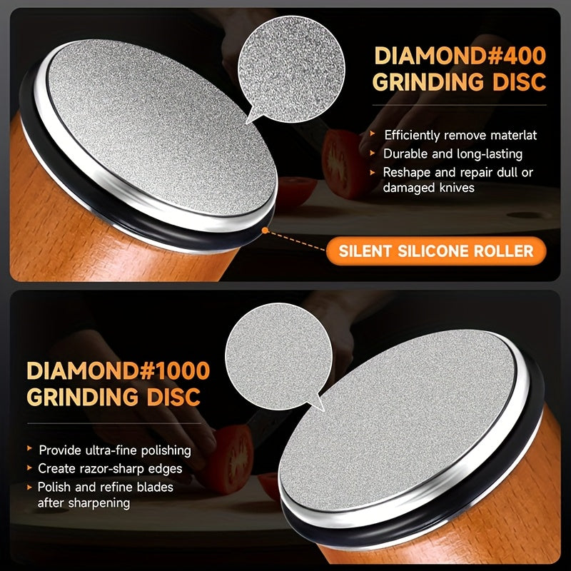 Magnetic Angle Diamond Whetstone Set (Solid Wood Base)