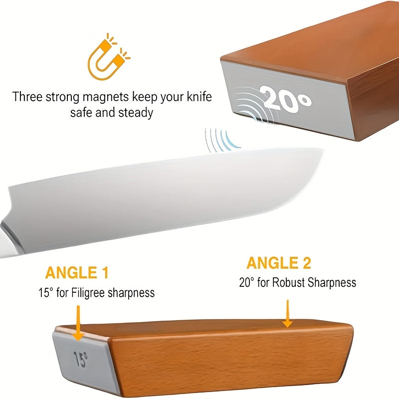 Magnetic Angle Diamond Whetstone Set (Solid Wood Base)
