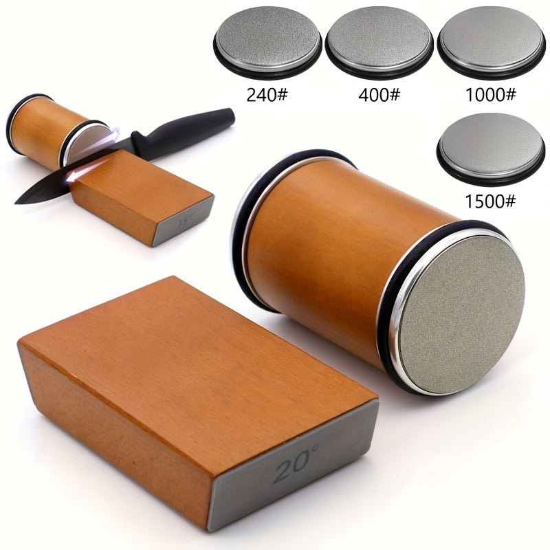Magnetic Angle Diamond Whetstone Set (Solid Wood Base)