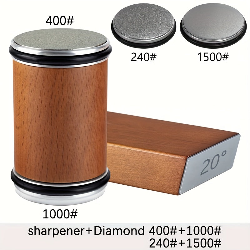 Magnetic Angle Diamond Whetstone Set (Solid Wood Base)