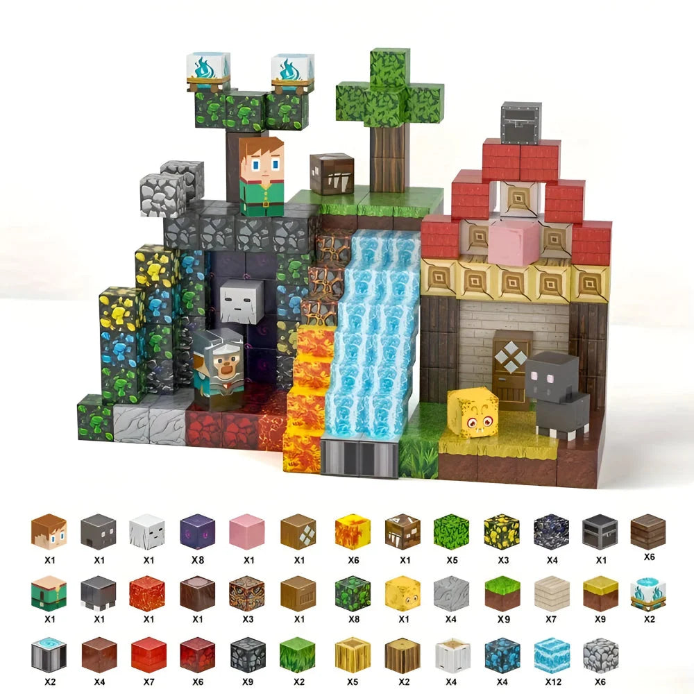 Magnetic Blocks Set Snap-Together 150 Or 300 Pieces