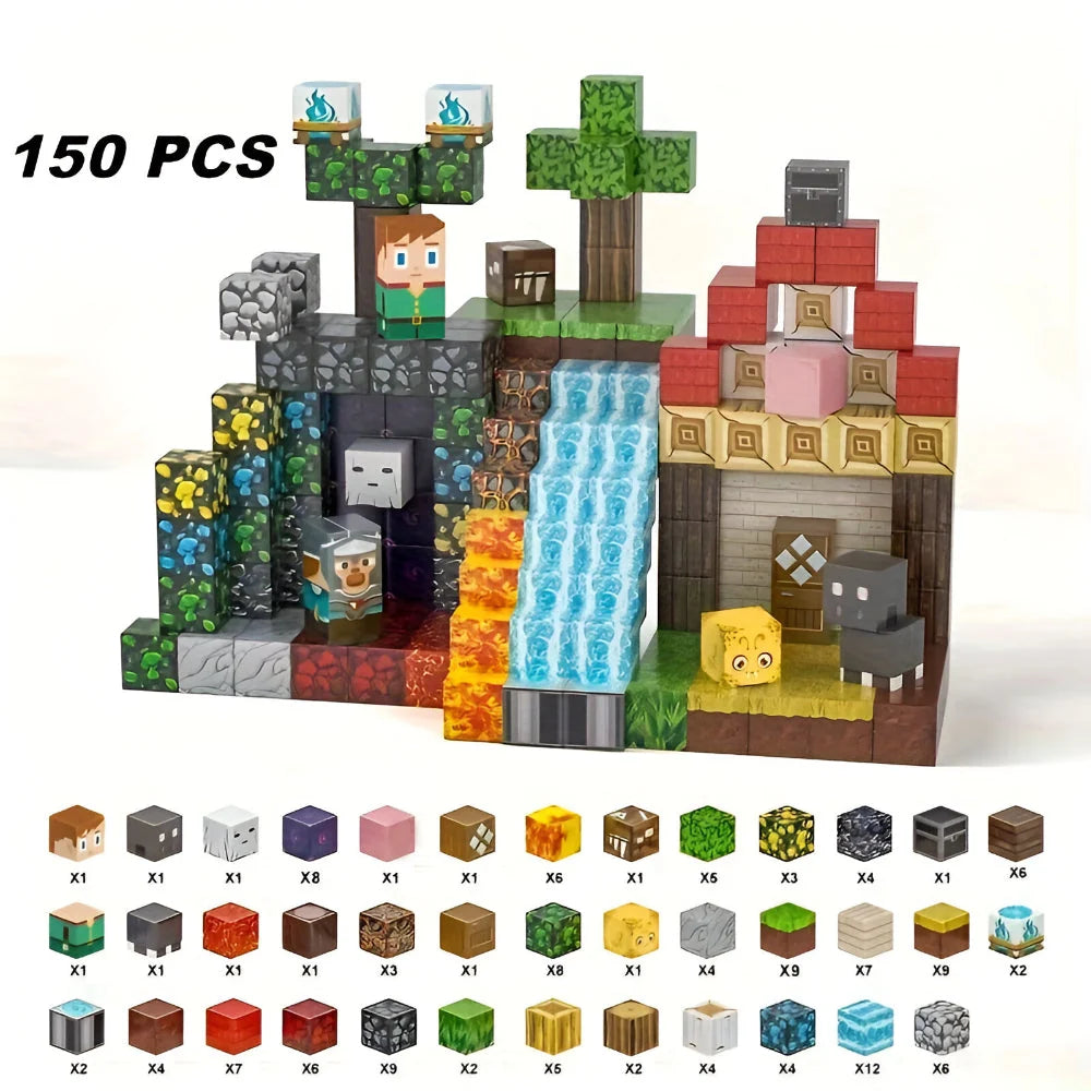 Magnetic Blocks Set Snap-Together 150 Or 300 Pieces