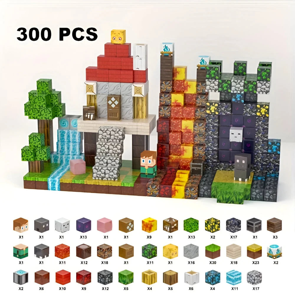 Magnetic Blocks Set Snap-Together 150 Or 300 Pieces