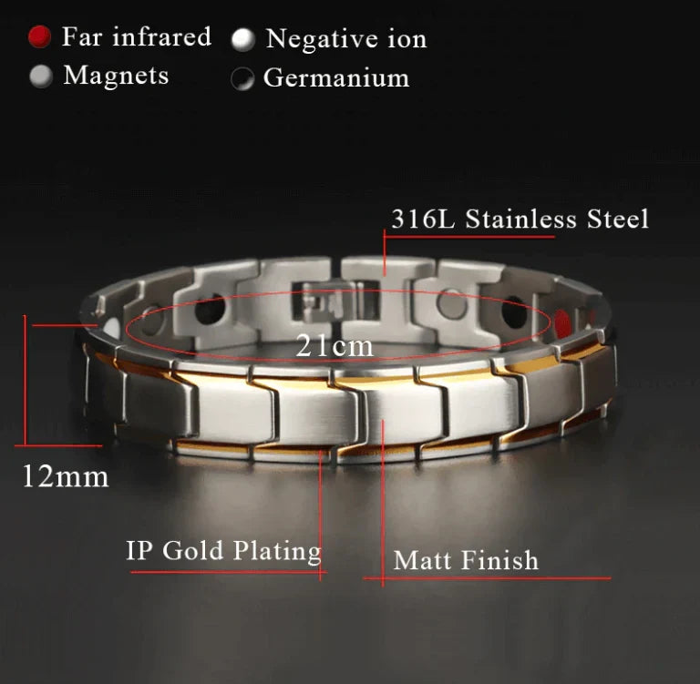 Magnetic Bracelet Hematite Stainless Steel Waterproof Adjustable