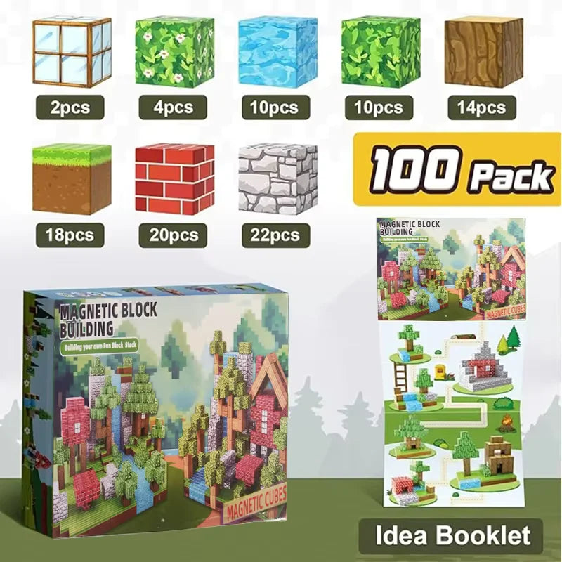 Magnetic Building Blocks 100-Piece Strong Magnets & Idea Book