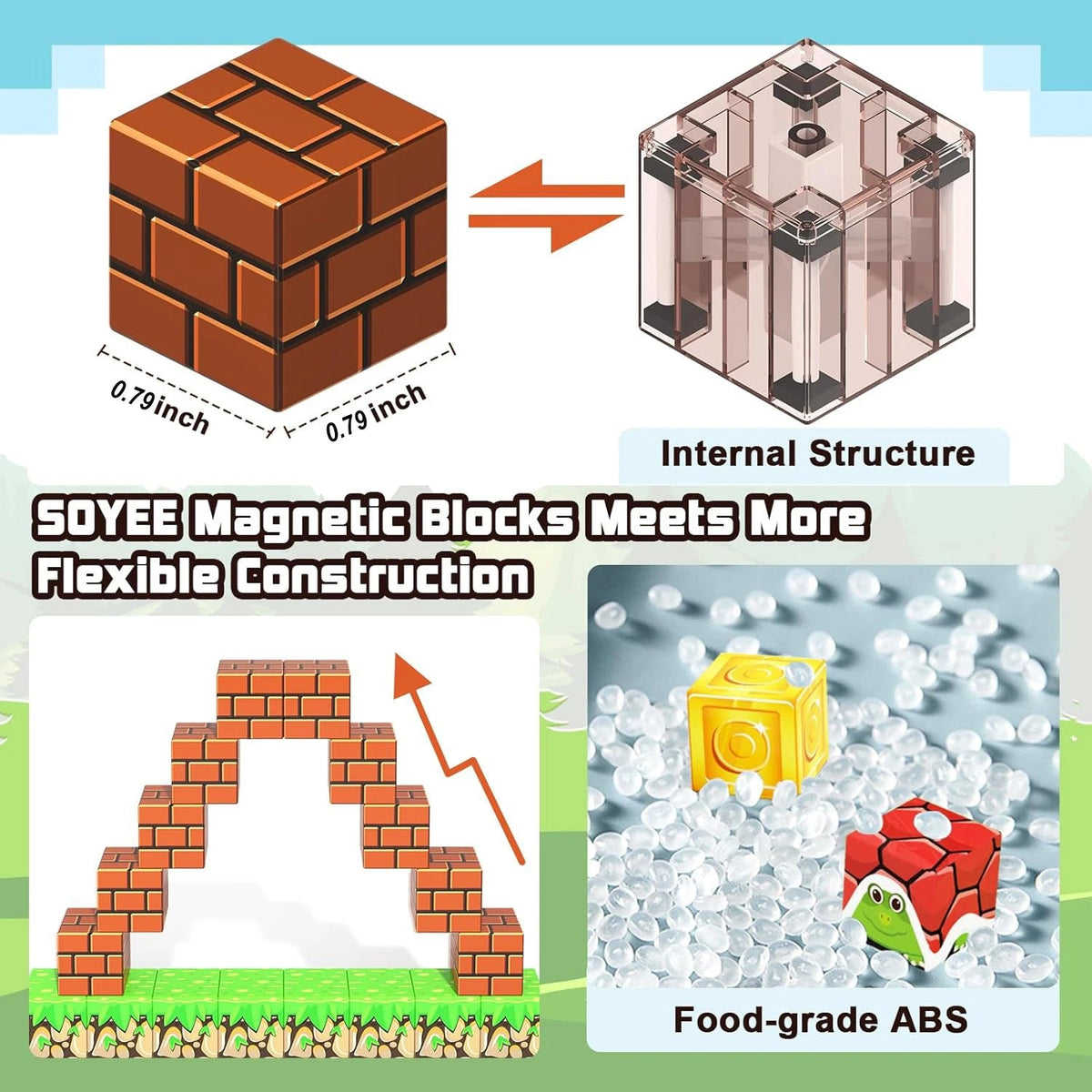 Magnetic Building Blocks STEM Easy Connect Non-Toxic