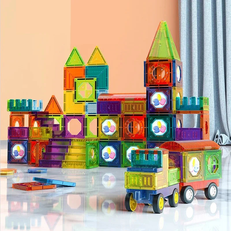 Magnetic Building Blocks Set 69 Piece LED STEM BPA-Free