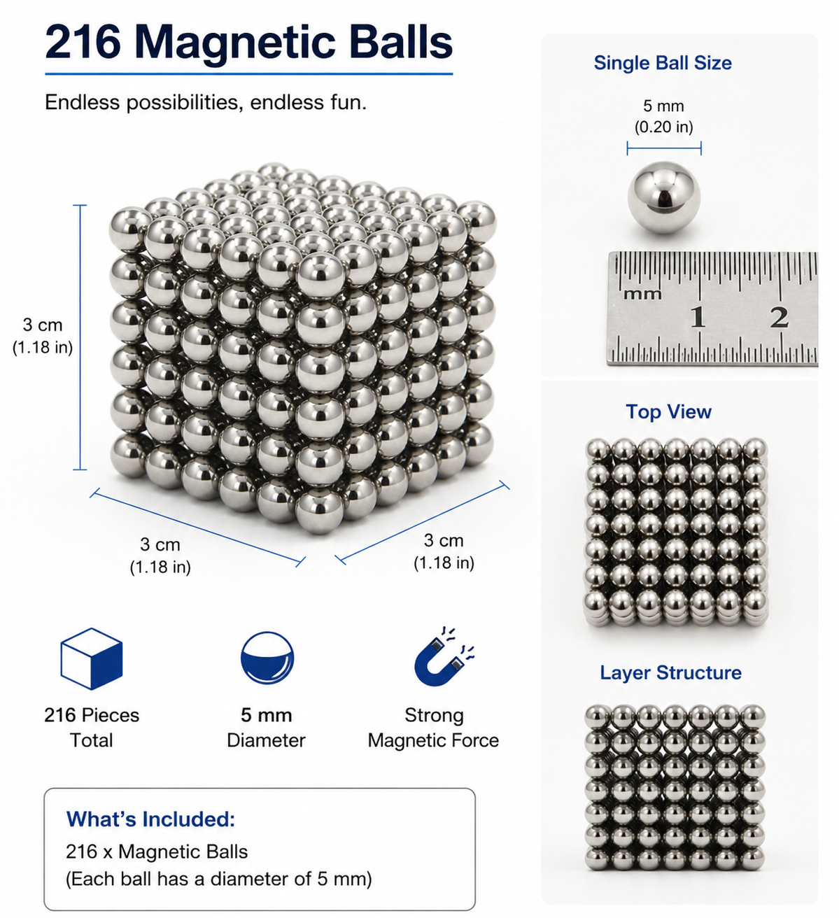Magnetic Building Set 216 Pieces Durable Magnets
