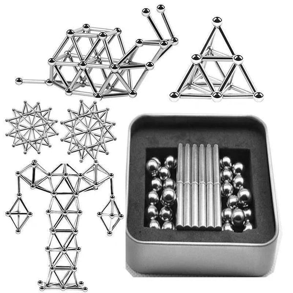 Magnetic Building Set 83 Pieces Metal Rods & Balls