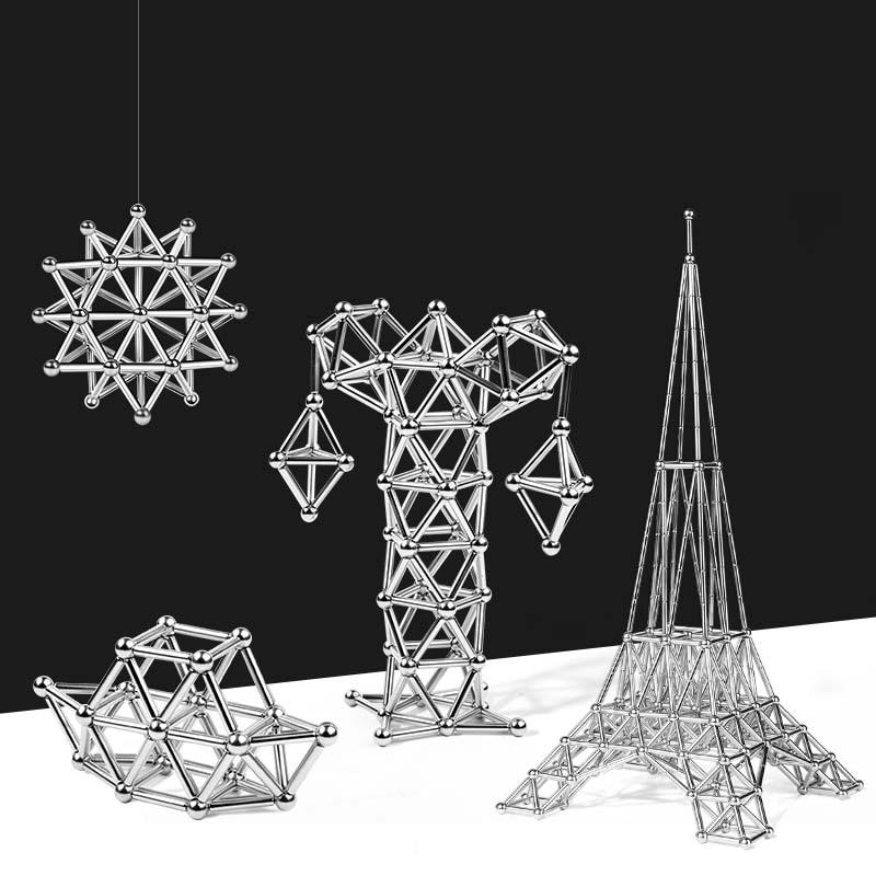 Magnetic Building Set 83 Pieces Metal Rods & Balls