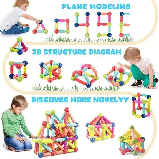 Magnetic Building Set 98 Pieces With Storage Box